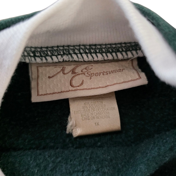 Vintage M&C Sportswear Cardinal Sweatshirt Green Pullover 1X Winter Holiday - Picture 2 of 6